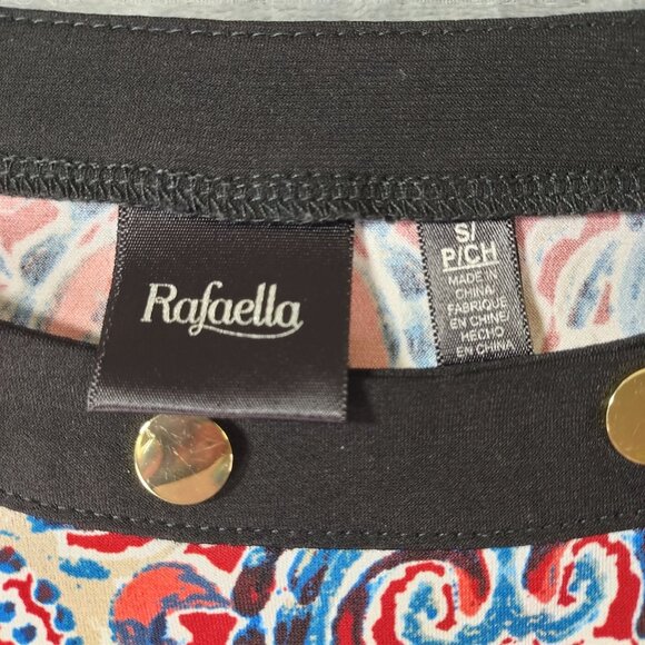 Rafaella‎ Womens Tunic Top S Red Paisley Grommet Button Trim Stretch Career - Picture 2 of 10